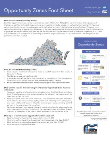 Opportunity Zones Fact Sheet